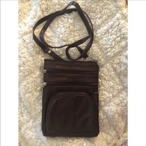 Maroon Leather Crossbody Bag with Adjustable Strap